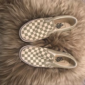 Green checkered slip on vans